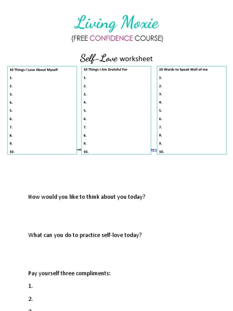 Self-love-worksheet by living maxie