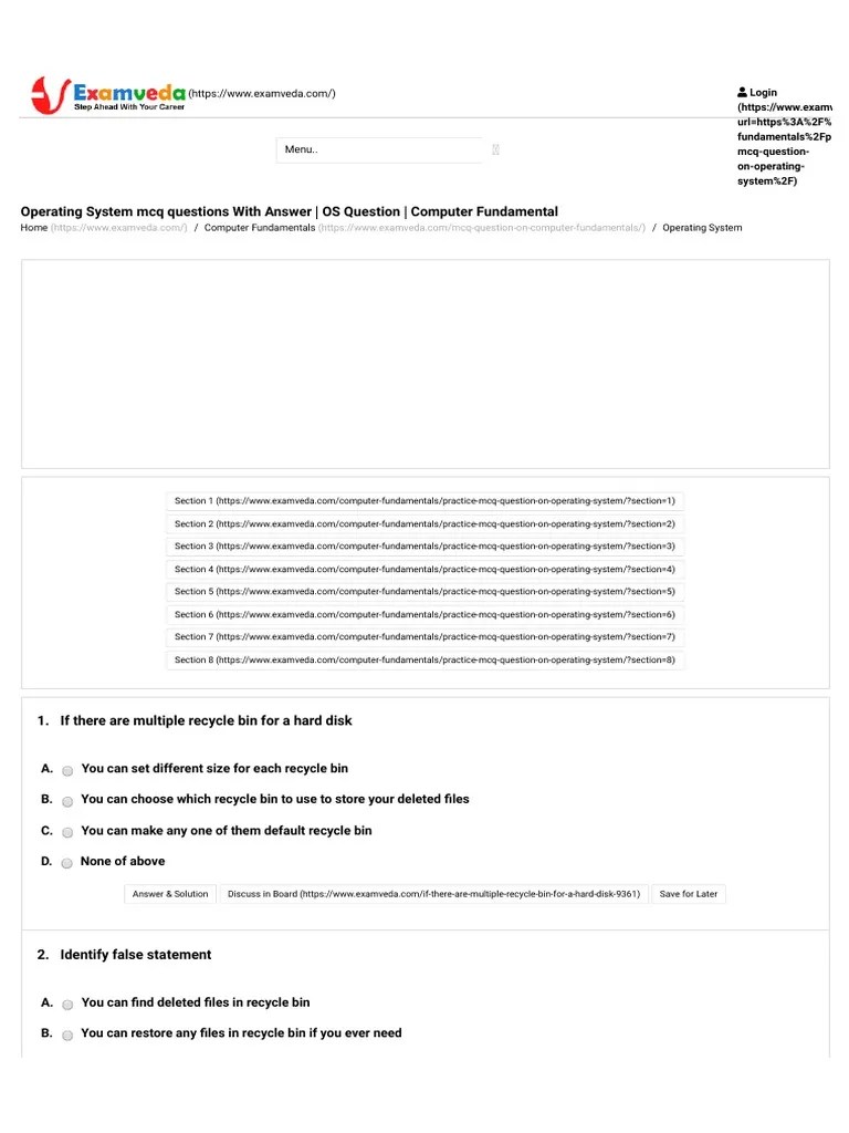Operating System MCQ Questions With Answer - OS Question - Computer ...