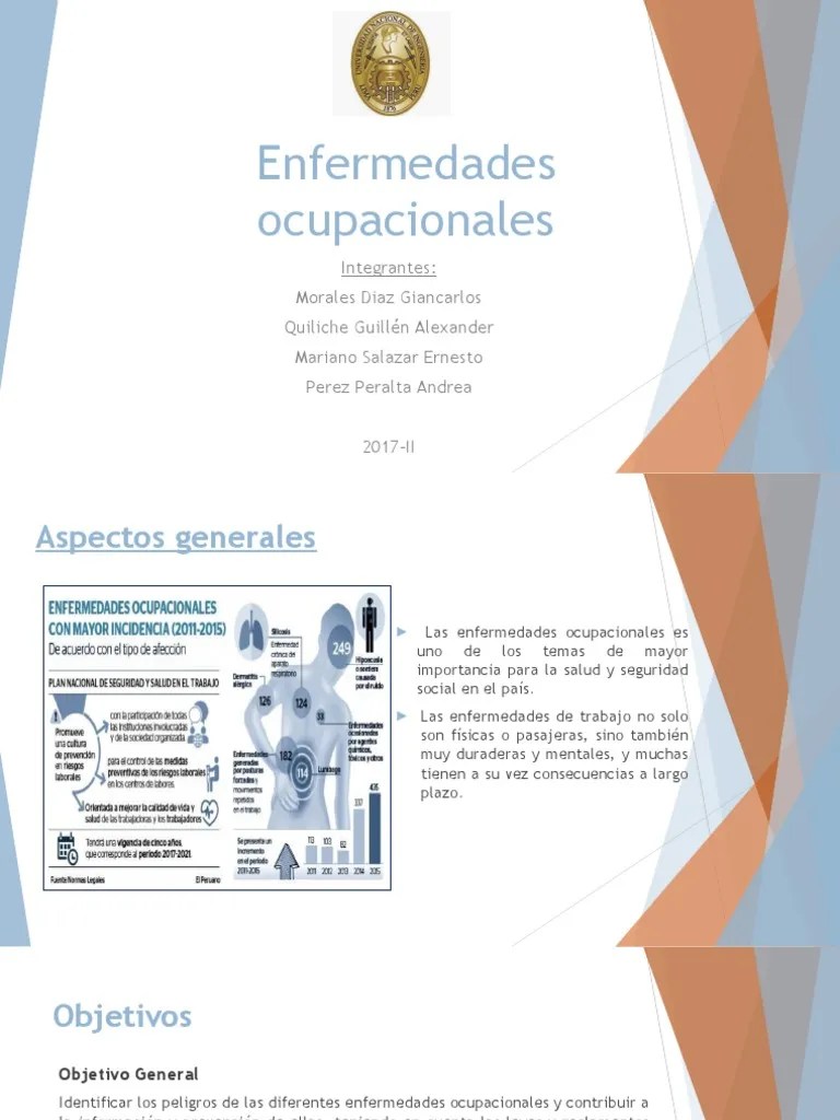 Enfermedades Ocupacionales | PDF | Seguridad Y Salud Ocupacional | Empleo