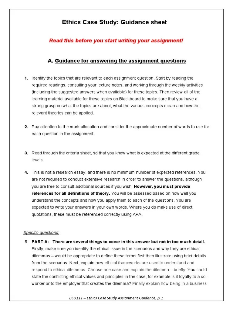 BSD111 Case Study Guidance Sheet TP1 2020 | PDF | Plagiarism | Cognition