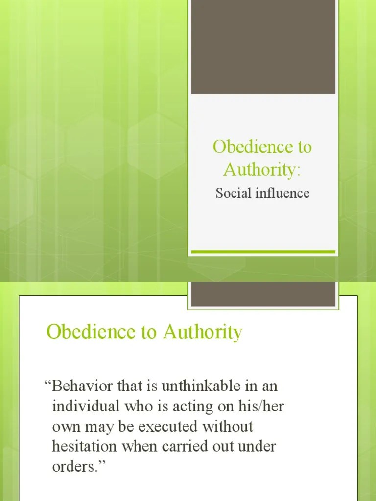 Obedience To Authority | PDF | Obedience (Human Behavior) | Social Psychology