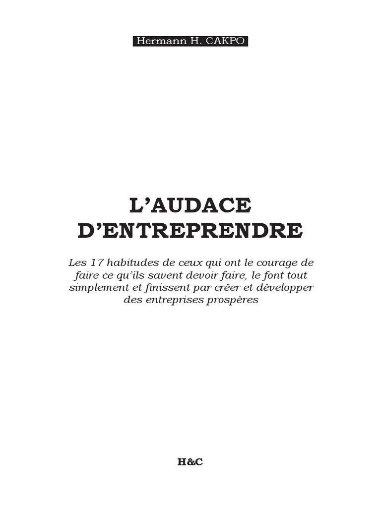Livre Laudace-Dentreprendre PDF | PDF | Peur | Actionnaire