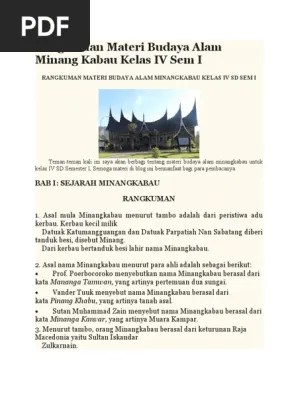 Dec 05, 2020 · buku bam kelas 3 sd. Rangkuman Materi Budaya Alam Minang Kabau Kelas Iv Sem I Pdf