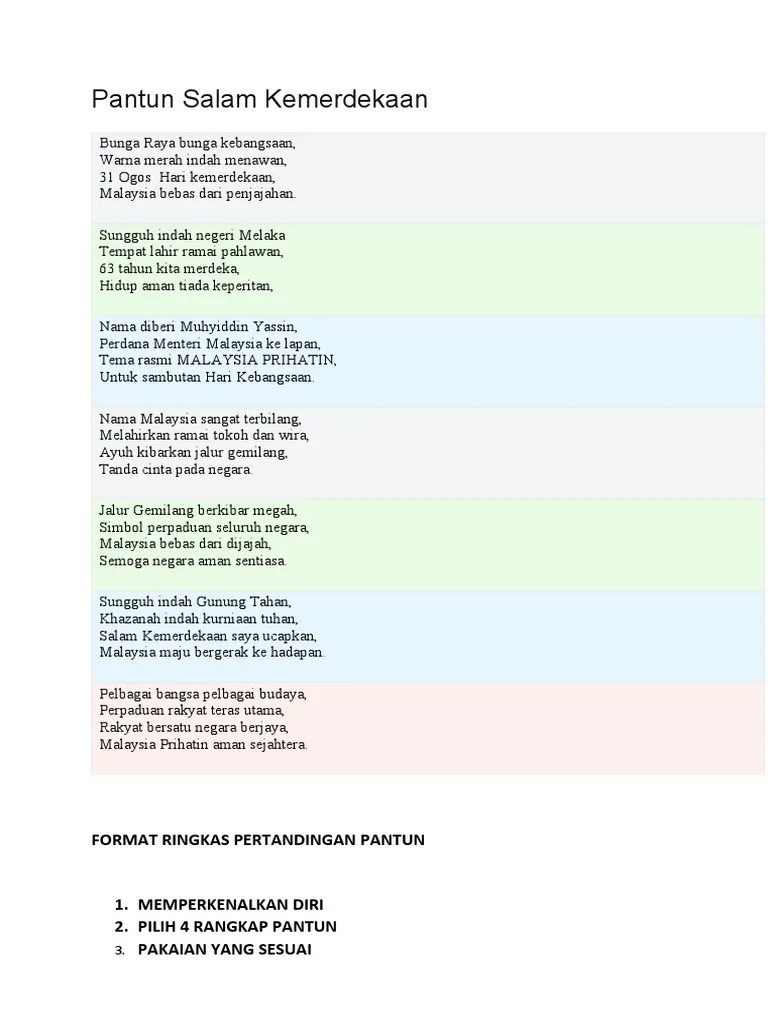 Pantun merdeka 4 kerat 2019 malaykann. Pantun Salam Kemerdekaan Pdf