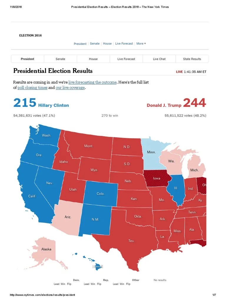 Presidential Election Results - Election Results 2016 - The New York Times | PDF