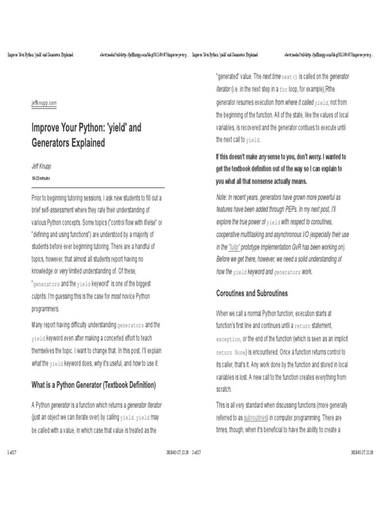 Python Generators | PDF | Computer Programming | Software Engineering