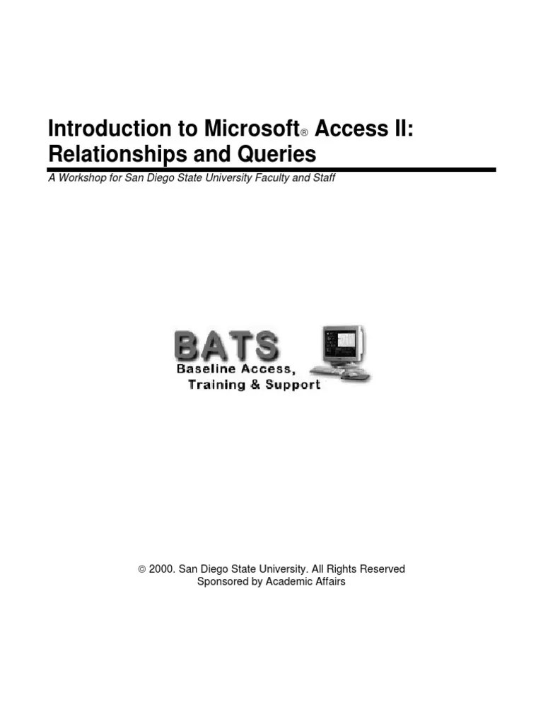 Introduction To Microsoft Access II: Relationships And Queries | PDF ...
