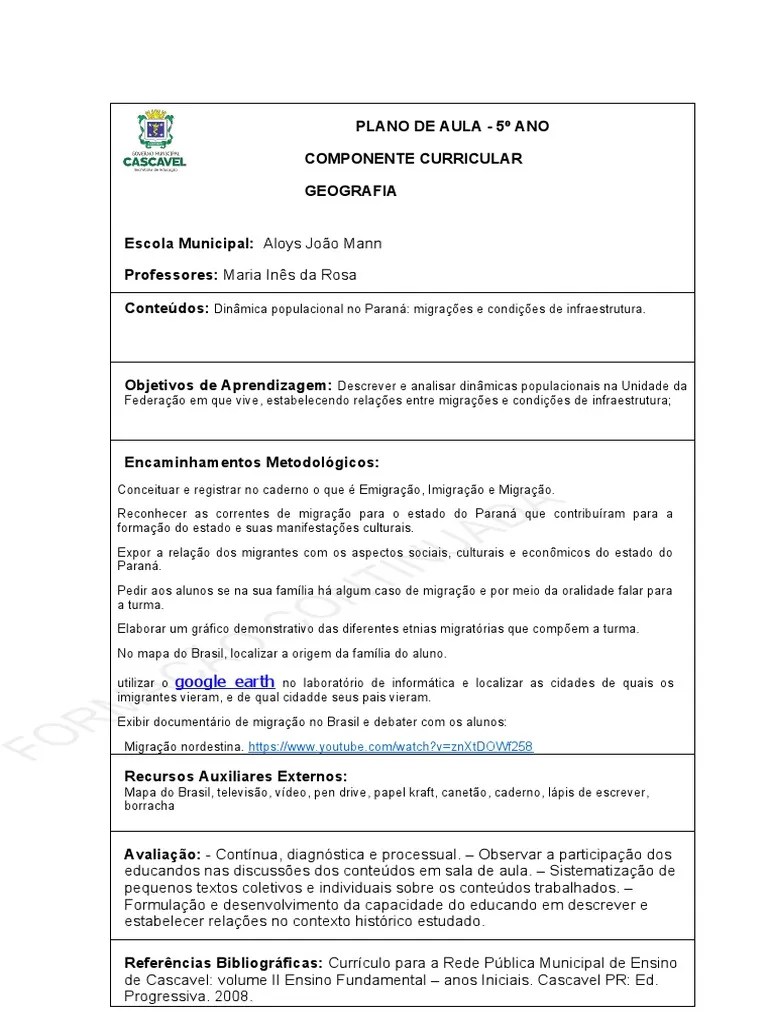 Plano De Aula Geografia | PDF