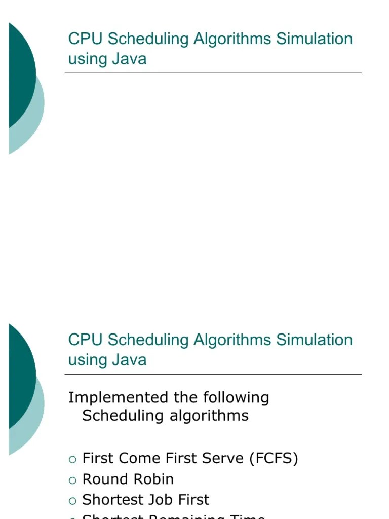 CPU Scheduling Algorithms Simulation Using Java | PDF | Scheduling ...