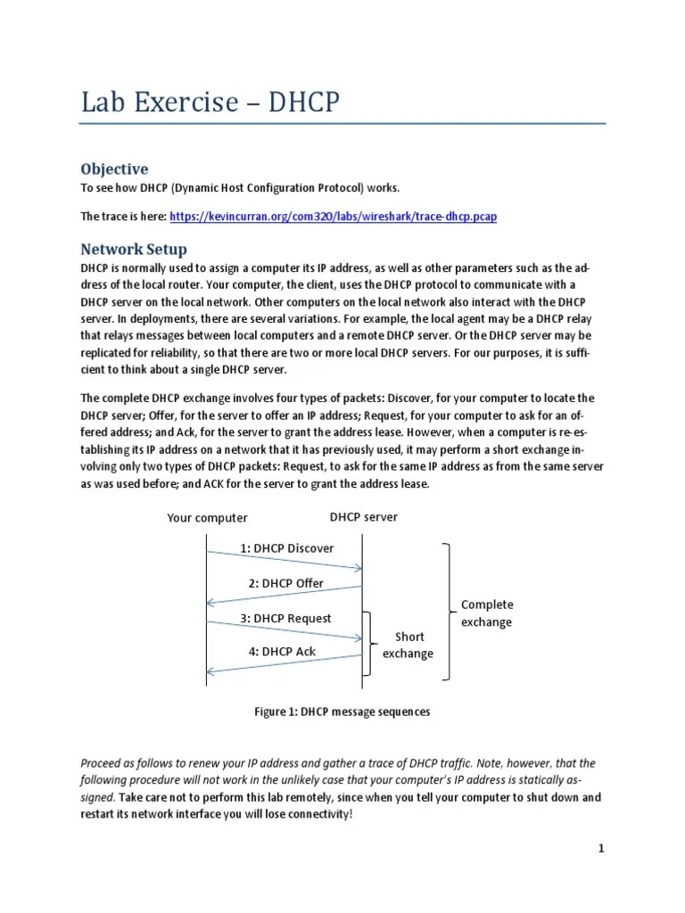 Lab Exercise - DHCP: Objective | PDF | Port (Computer Networking ...