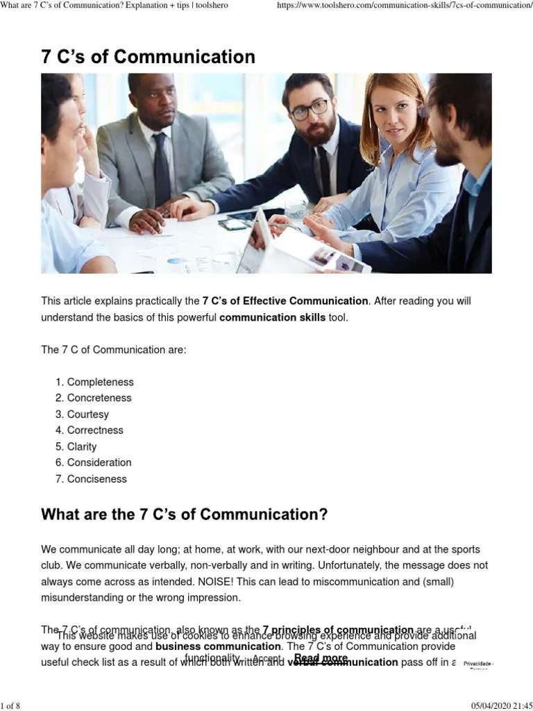 Explanation + Tips - SEVEN Cs OF COMMUNICATION | PDF | Http Cookie | Plain Language