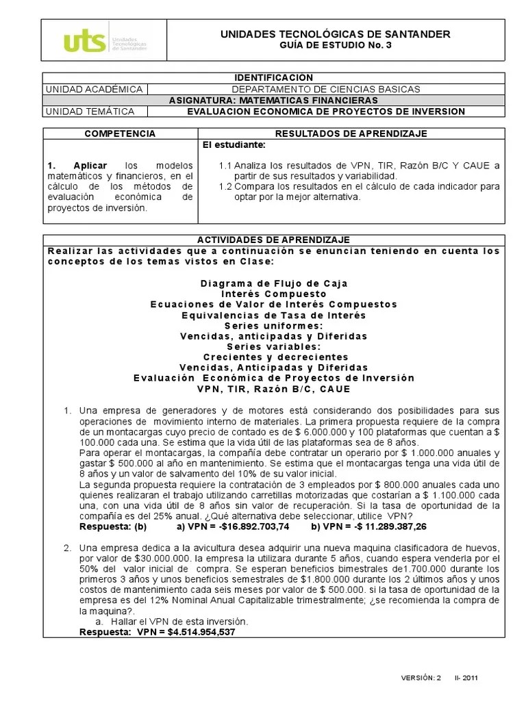Evaluacion Economica De Proyectos De Inversion | Descargar Gratis PDF | Máquina Elevadora ...
