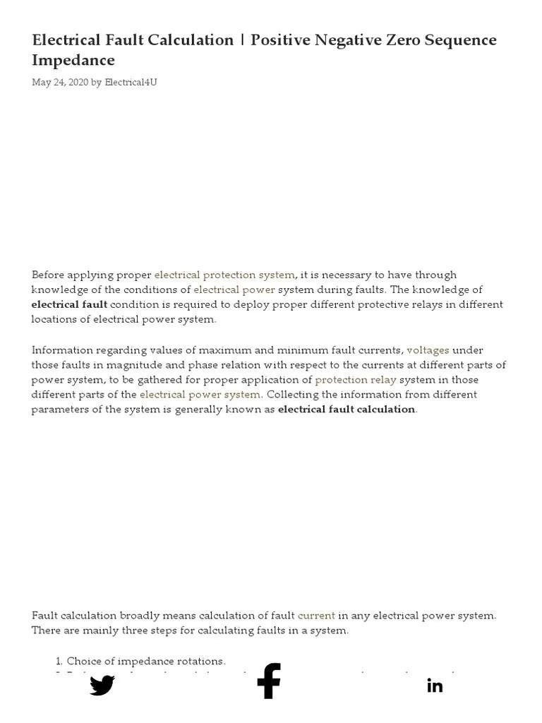 Electrical Fault Calculation - Positive Negative Zero Sequence Impedance | PDF | Electrical ...