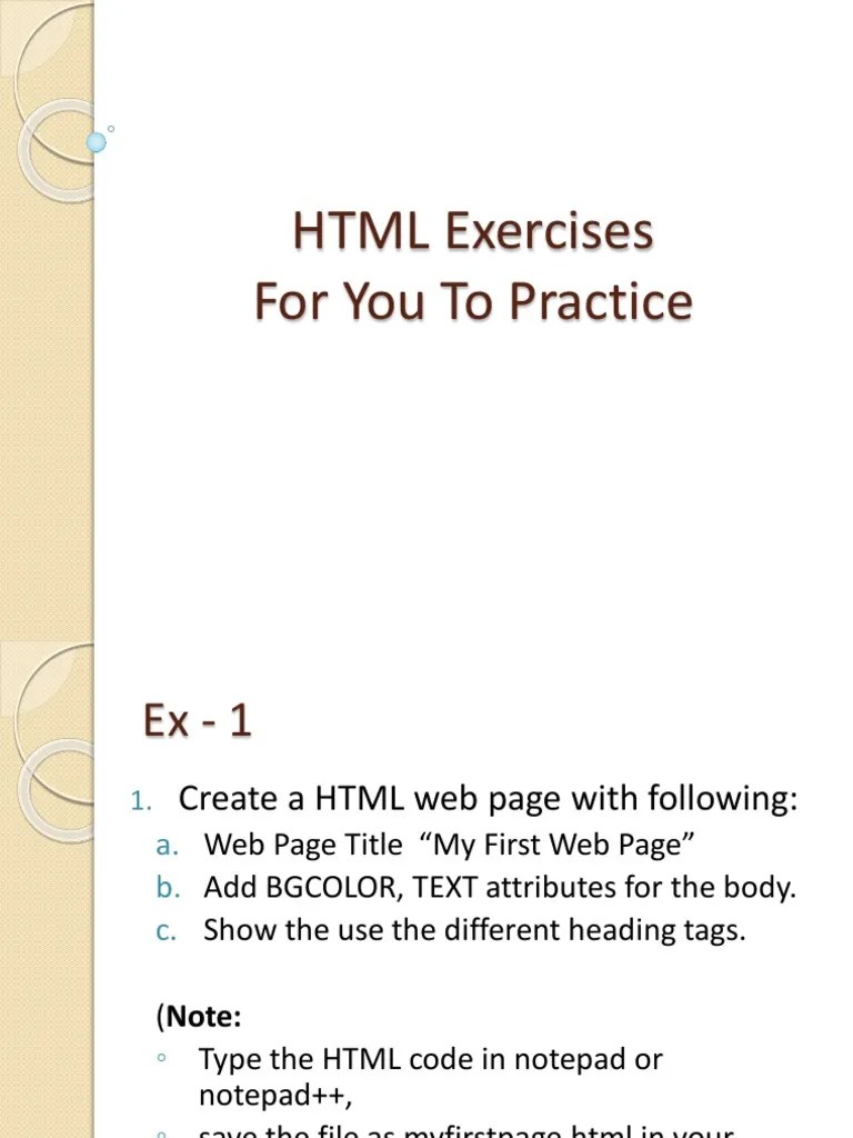 HTML Exercises For You To Practice | PDF | Html Element | Html