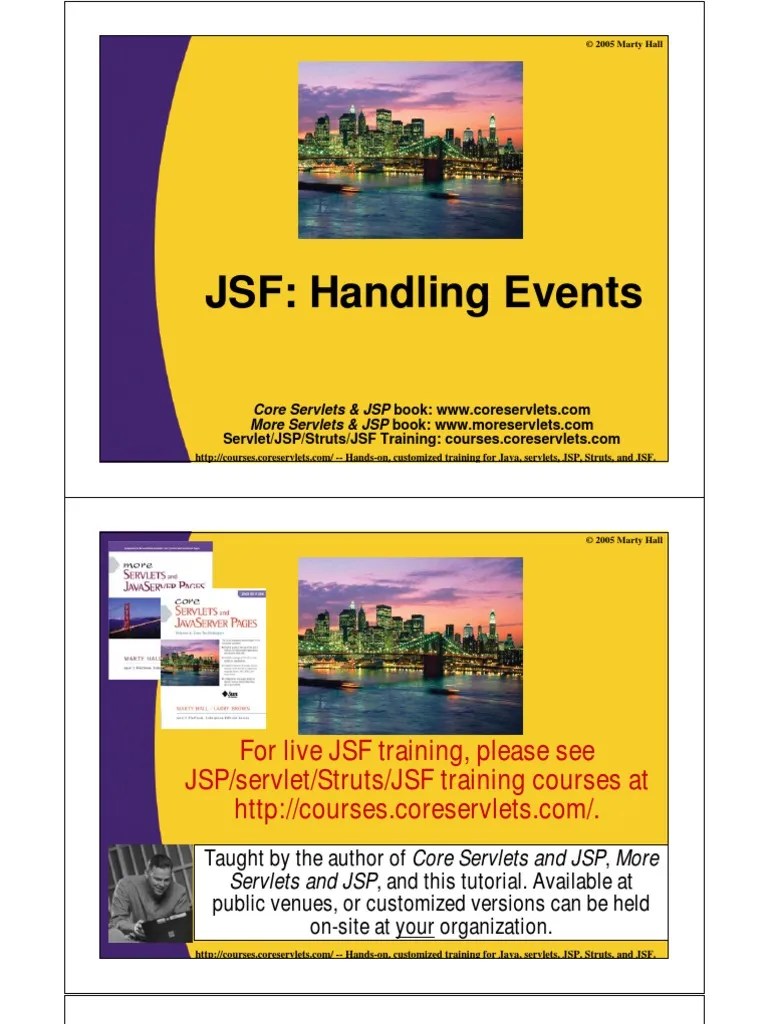 JSF: Handling Events: For Live JSF Training, Please See JSP/servlet ...