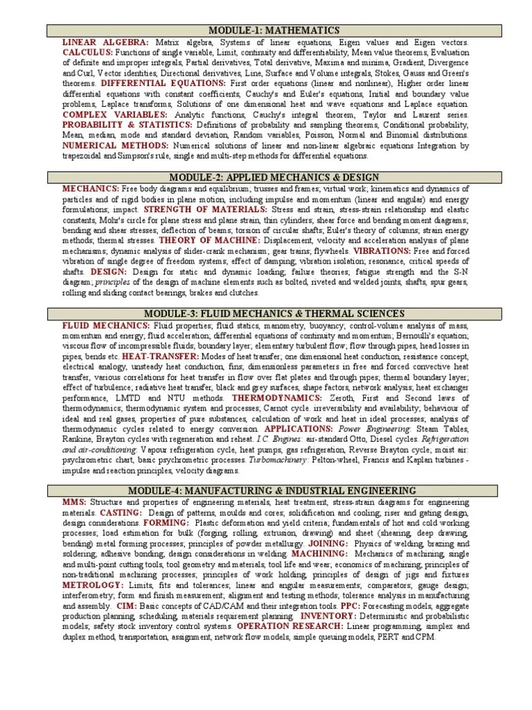Syllabus Gate | PDF | Stress (Mechanics) | Heat Transfer
