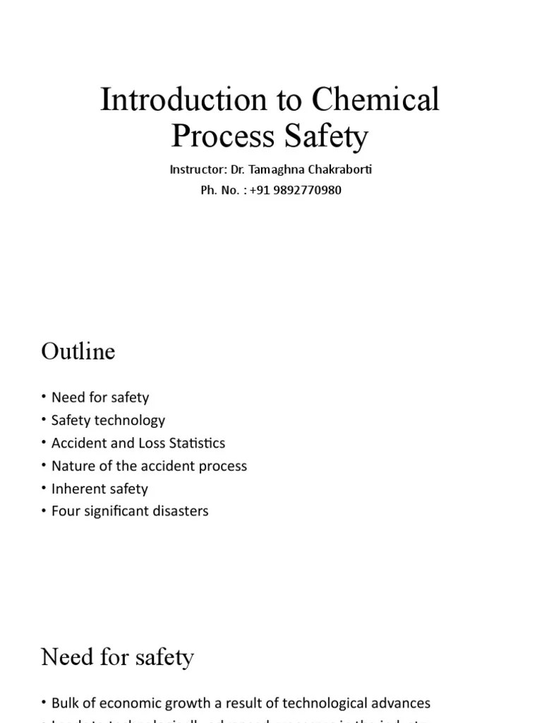 Introduction To Chemical Process Safety: Instructor: Dr. Tamaghna ...
