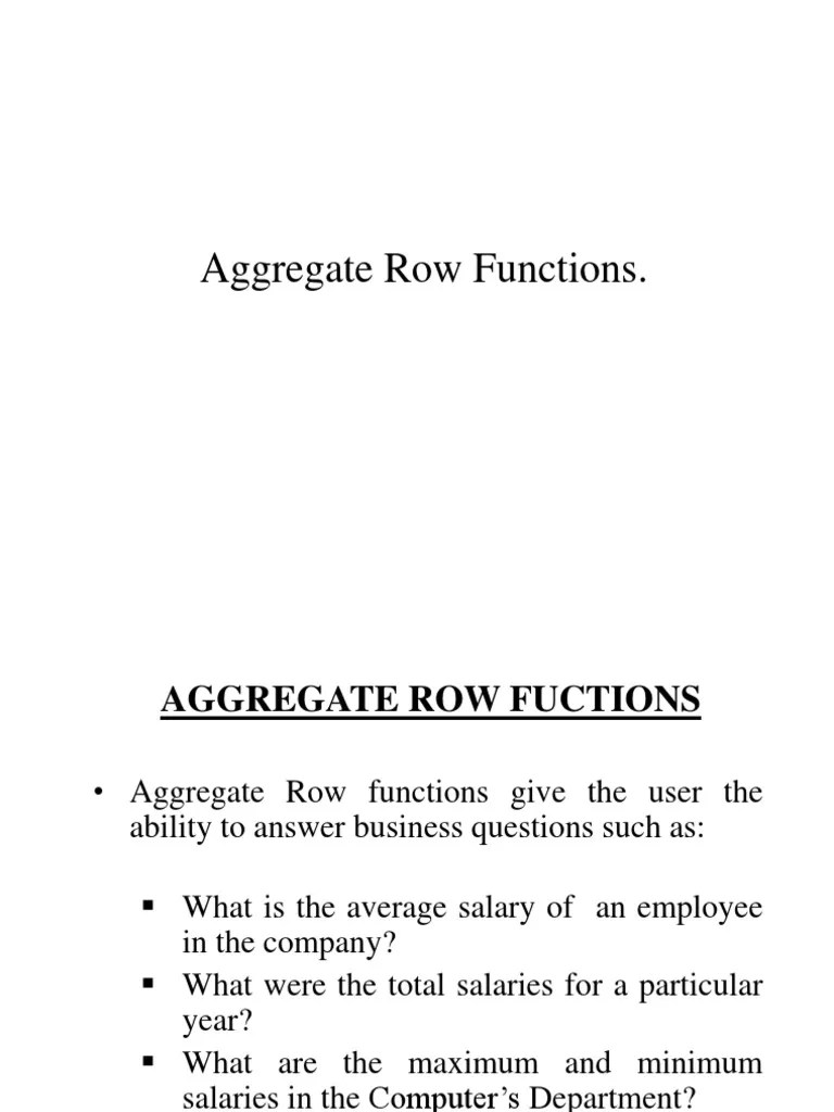 Aggregate Functions Guide | PDF | Data Management Software | Databases