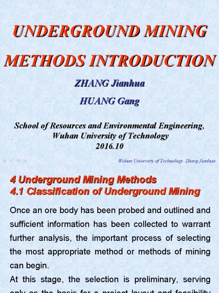 Introduction To Underground Mining (Chapter04) Overseas Student ...