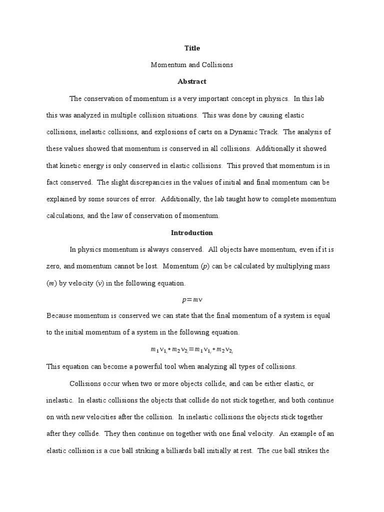 Momentum Lab | PDF | Collision | Momentum