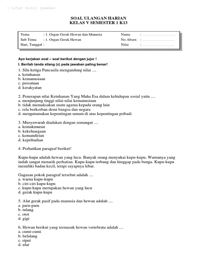 Hasil penelitian menunjukkan penerapan metode circ dapat meningkatkan kemampuan dan proses belajar membaca pemahaman siswa kelas. Soal Ulangan Harian Kelas 5 Tema 1 Subtema 1 Pdf Pdf