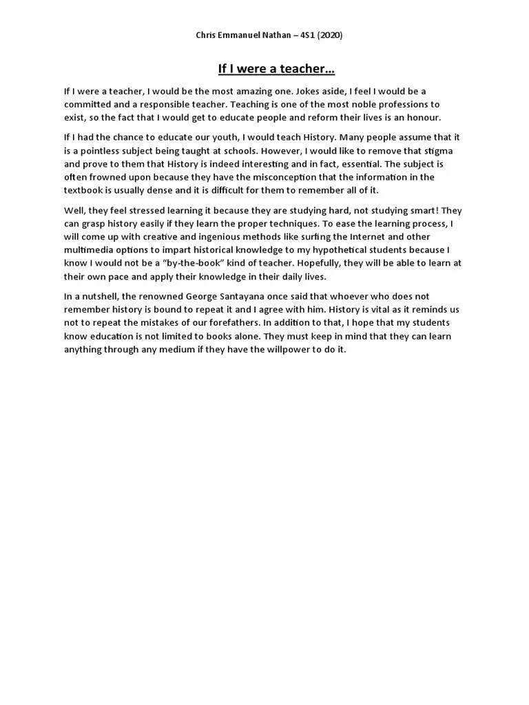 If I Were A Teacher | PDF