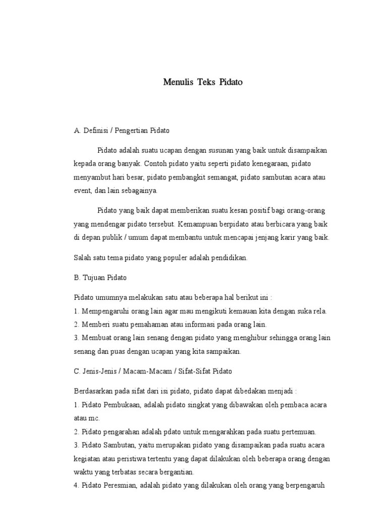 Jenis Jenis Pidato Dan Contohnya - Contoh Resource