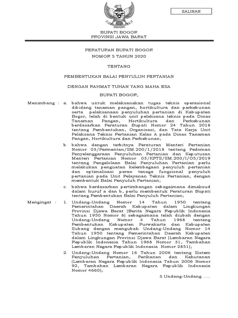 Perbup No 5 Tahun 2020 | PDF