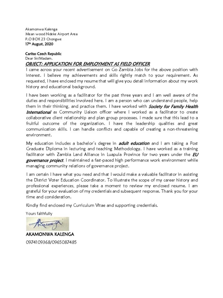 I believe i'm right for this position because i have excellent attention to detail and a passion for coding that inspires me to continue learning. Field Officer Cover Letter Governance Capacity Building
