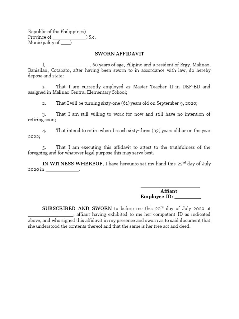 Sworn Affidavit | PDF
