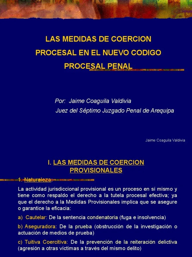 Las Medidas De Coercion Procesal En El Nuevo Codigo Procesal Penal ...