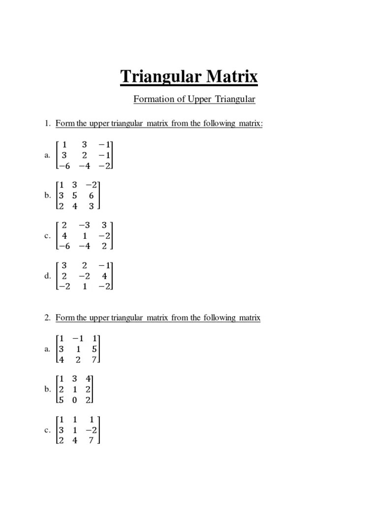 Triangular Matrix: Formation Of Upper Triangular | PDF