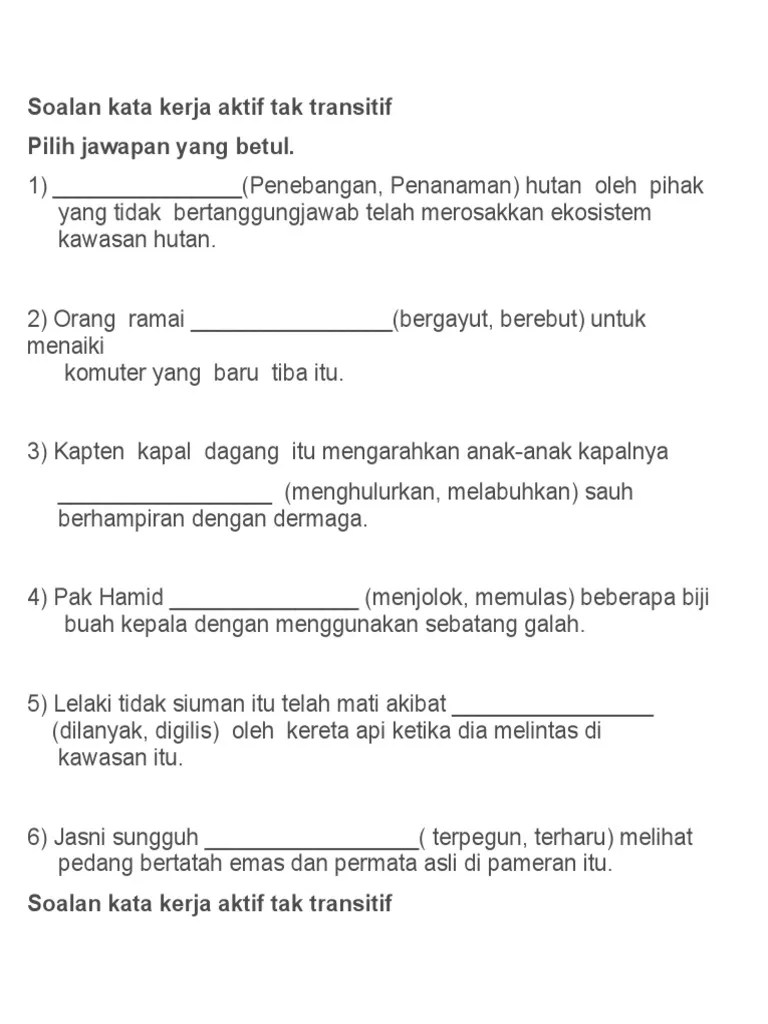 Latihan Kata Kerja Aktif Tak Transitif Tahun 3 / 22 Sintaksis Ragam Ayat 1 Dermagabmk1 Blogspot Ragam Ayat Ayat Aktif Dan Ayat Pasif Kejadian Studocu