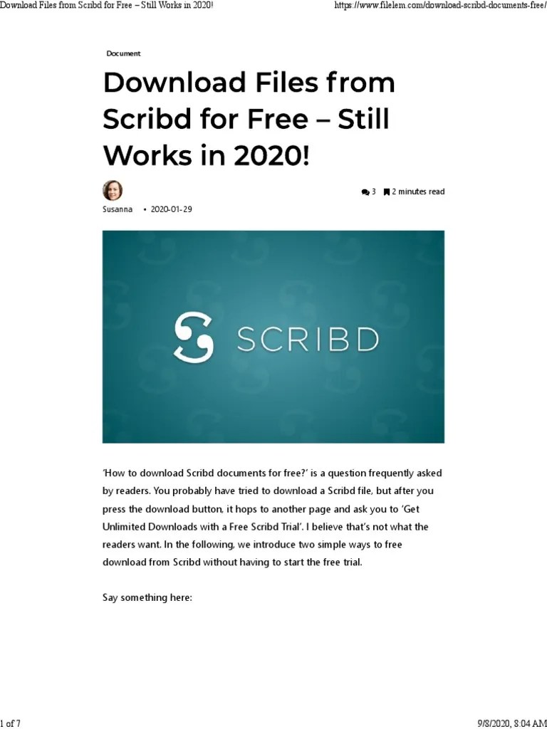 How To Download Files From Scribd For Free In 2020: A Step-by-Step ...