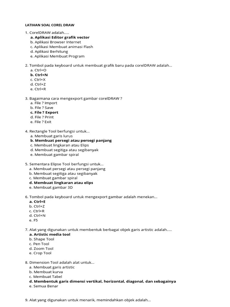 LATIHAN SOAL COREL DRAW - GC | PDF