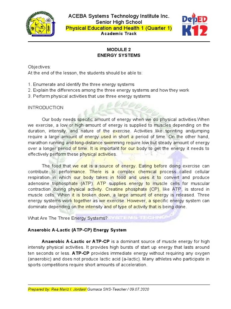 Physical-Education-And-Health-11-Module 2 | PDF | Aerobic Exercise | Sports Science