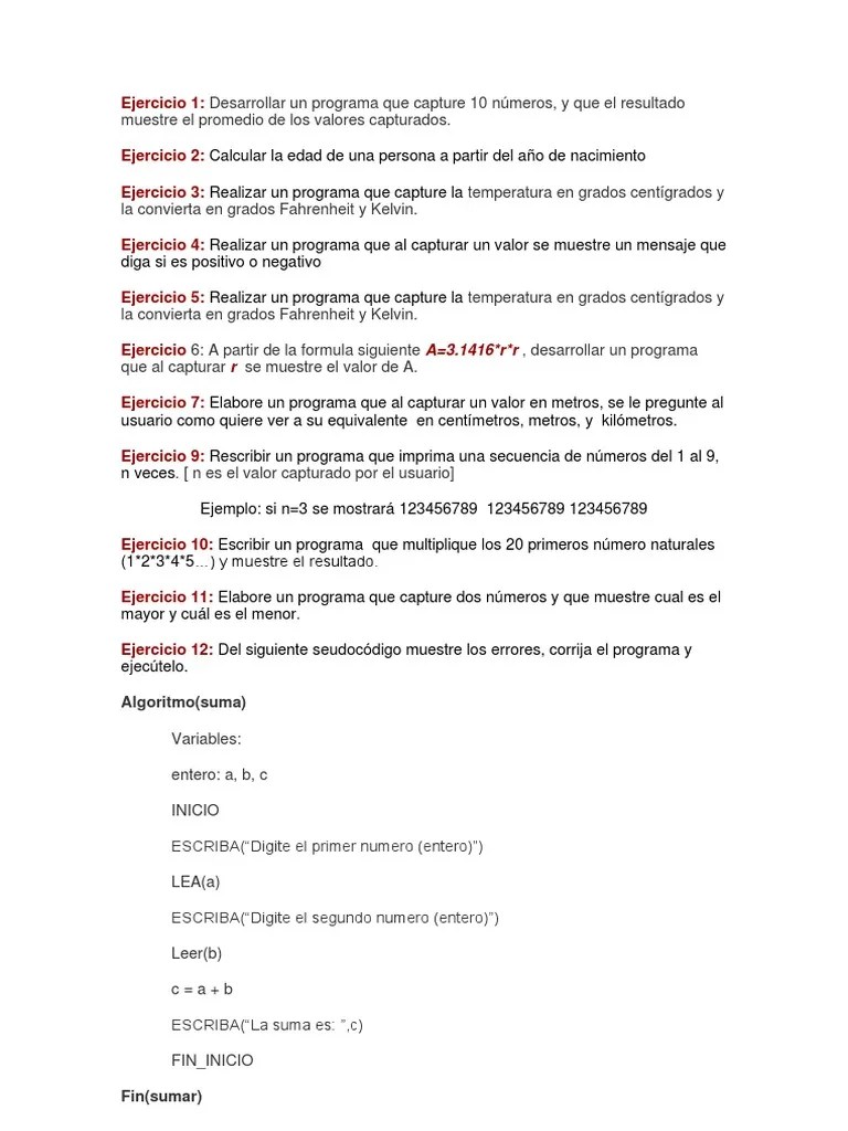 Algoritmos - En - Pseint - Prueba - Corte01 PDF | PDF | Métodos Y Materiales De Enseñanza
