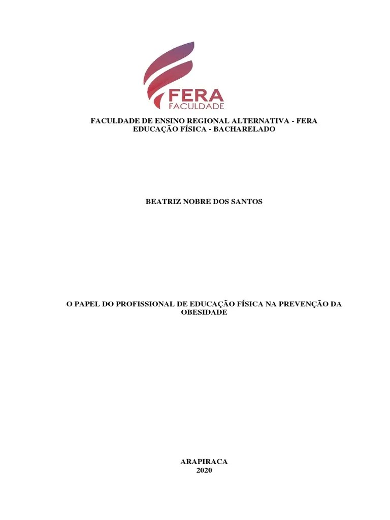 Papel Do Profissional De Educação Física Na Obesidade | PDF | Educação Física | Obesidade