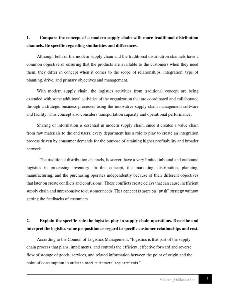 Supply Chain Management Question And Answer | PDF | Logistics | Supply Chain