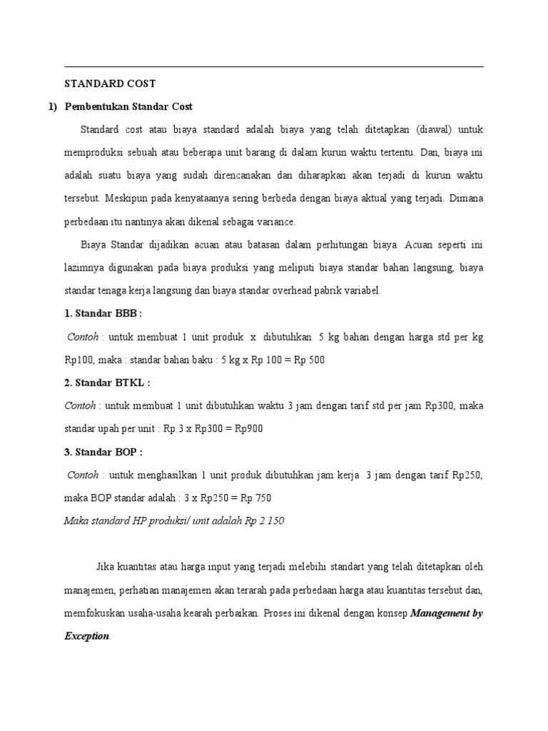 11.11.2021 · biaya variabel pembuatan 1 unit barang : Standard Cost Pdf