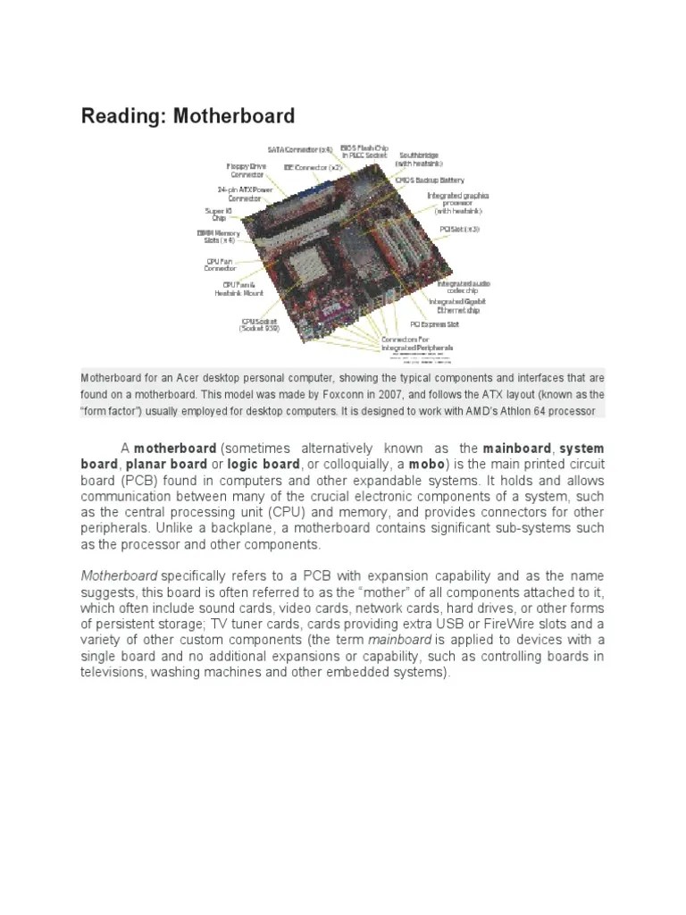 Module 2 - Reading3 - Motherboard | PDF | Bios | Digital Technology