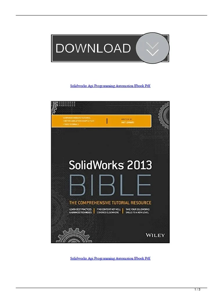 SolidWorks API Programming Guide | PDF | Application Programming ...