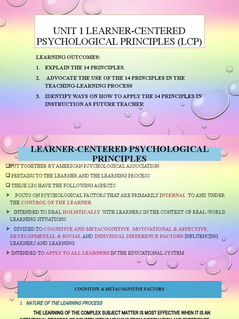 Unit 1 Learner-Centered Psychological Principles (LCP) | PDF ...