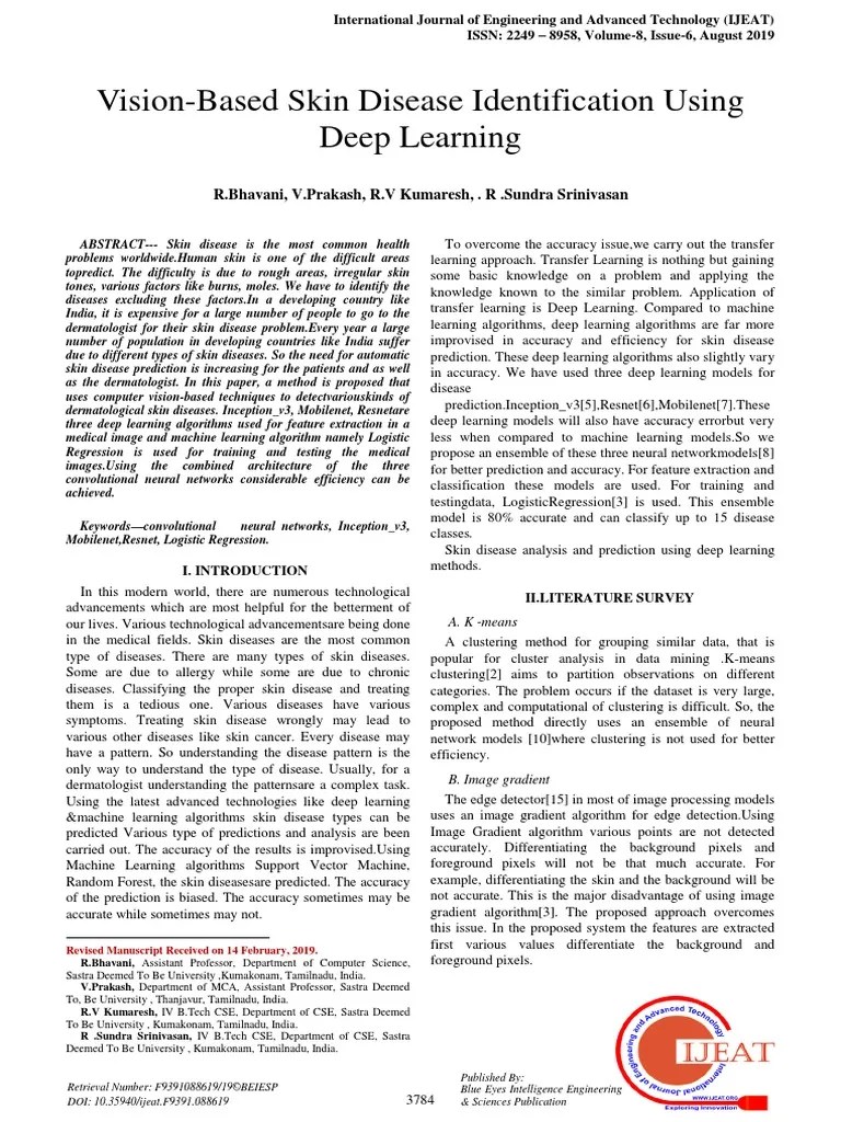 Vision-Based Skin Disease Identification Using Deep Learning | PDF | Artificial Neural Network ...