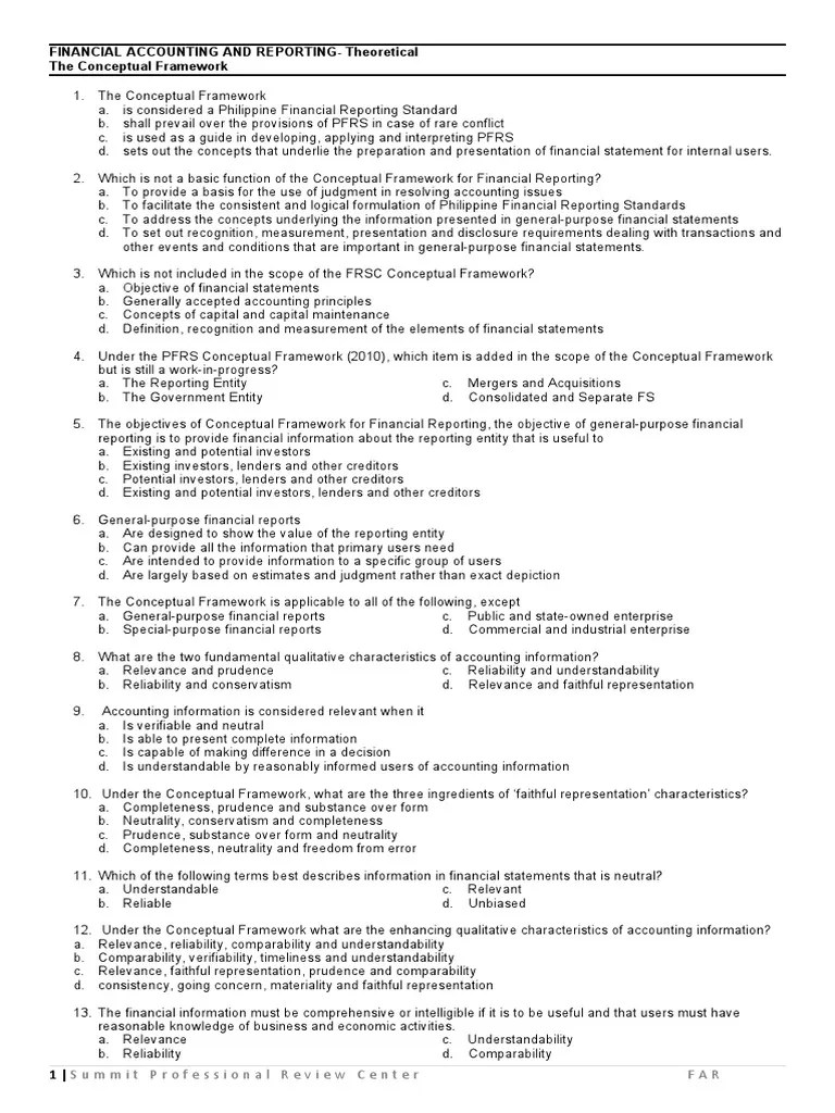 Financial Accounting And Reporting-Theoretical The Conceptual Framework ...