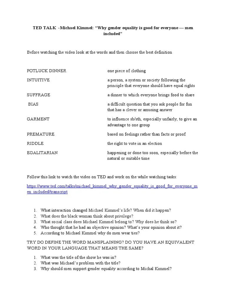 Ted Talk - : Michael Kimmel: 