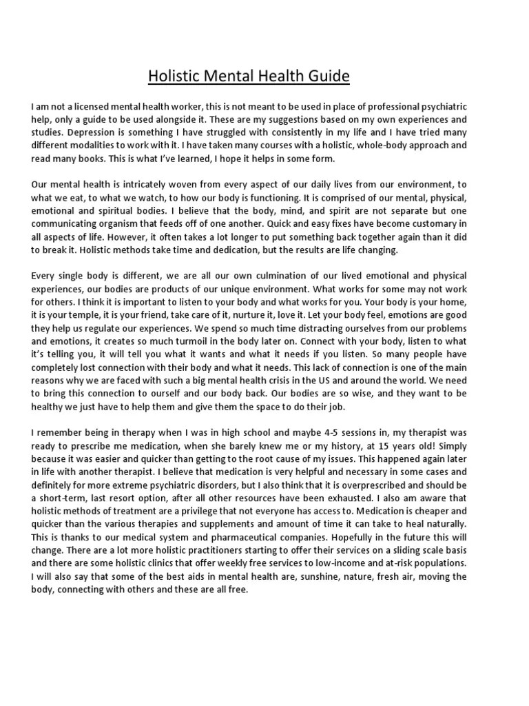 Holistic Mental Health Guide PDF | PDF | Dopamine | Vitamin B12
