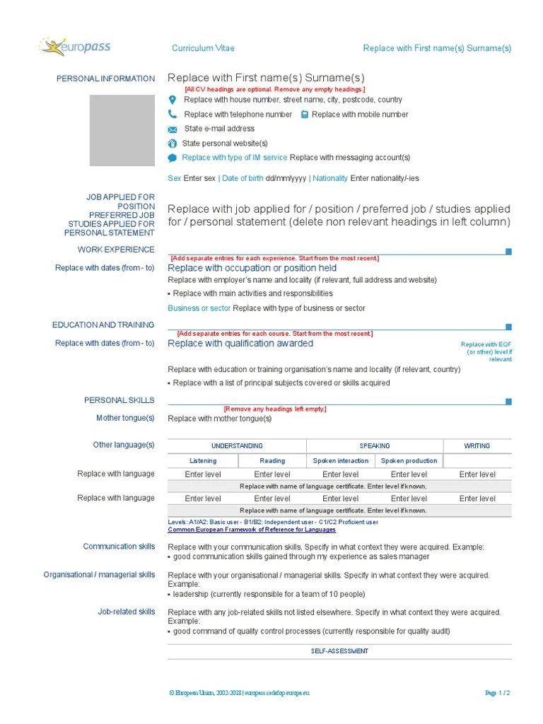When applying for a job, . Cv Europass Pdf