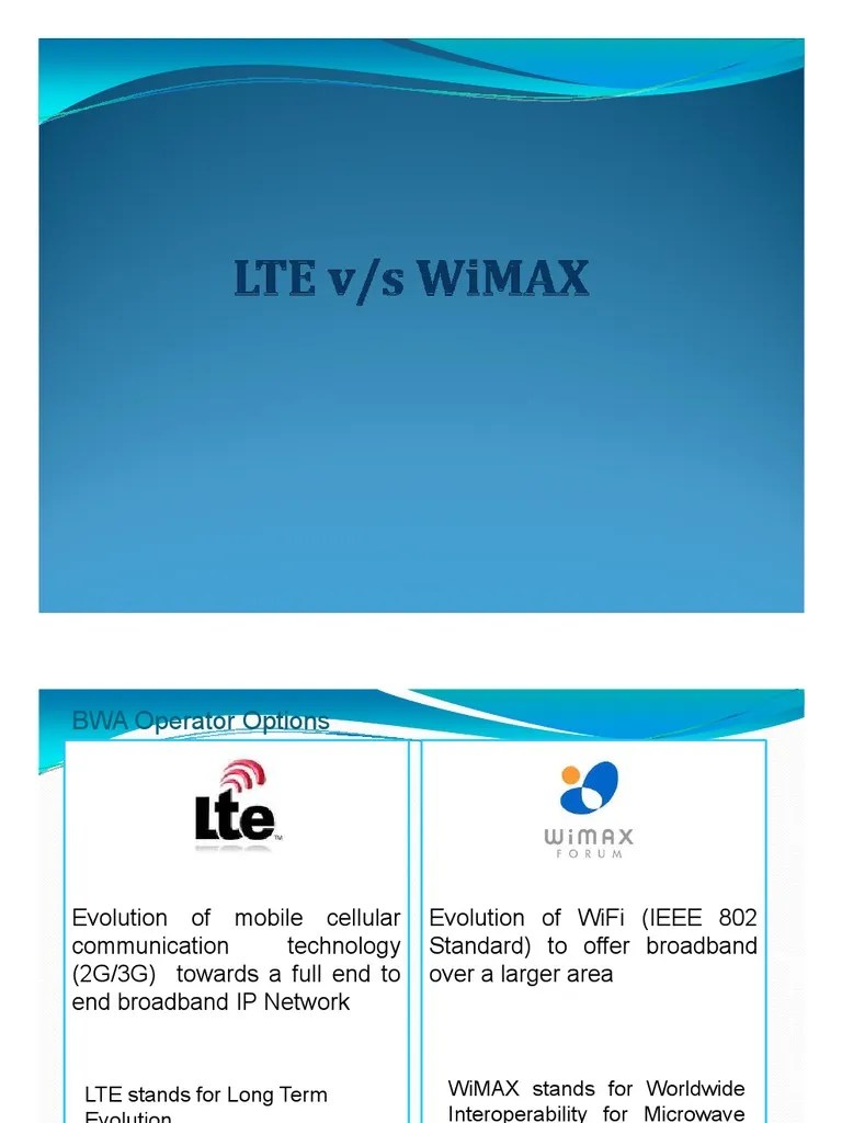 WiMAX Vs LTE | Lte (Telecommunication) | Wi Max