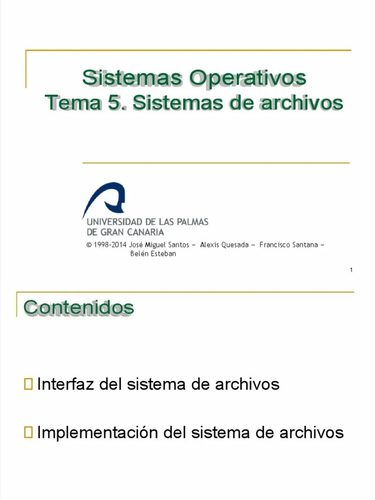 PDF Sistemas Operativos Tema 5 Sistemas De Archivos | PDF | Sistema De Archivos | Archivo De ...